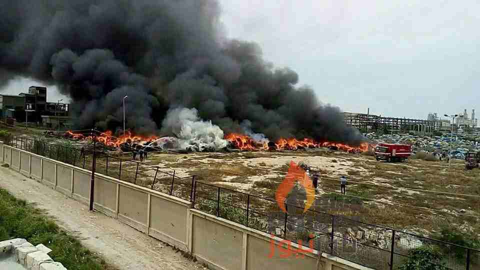 عاجل بالصور  .. اشتعال النيران بشركة الاسكندريه للفيبر
