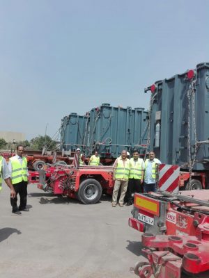 عاجل .. وصول محول شركة هيونداى الكورية لموقع محطة الكريمات الاولى لتعزيز الربط على شبكة 220 كيلو فولت 