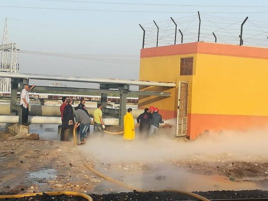 صور لواقعة تسريب غاز البروبان من خط بتروجاس بعد السيطرة على الموقف