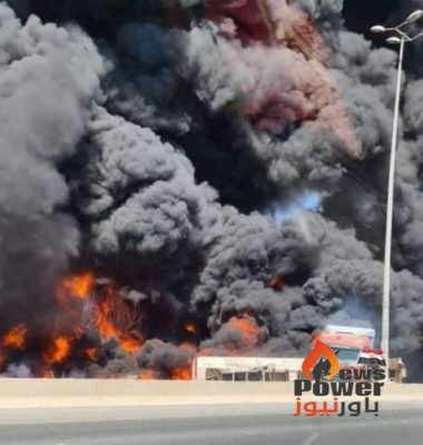 حريق ضخم على طريق الجهراء بالكويت بسبب اشتعال صهريج وقود