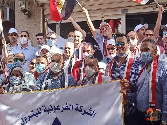 الفرعونية للبترول تنظم مسيرة حاشدة للمشاركة في احتفالات اكتوبر بقيادة محمد سمير
