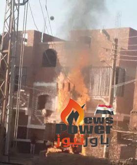 اشتعال النيران بمحول كهرباء بقرية الخرازة بإدفو