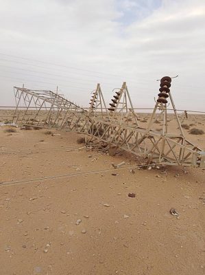 سقوط ابراج كهربائية فى ليبيا بسبب الرياح