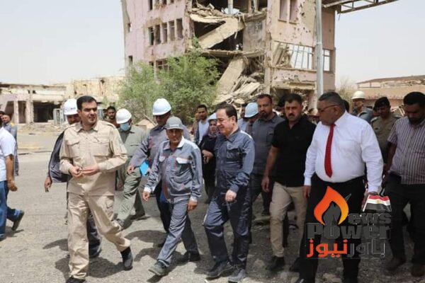 وزير الكهرباء العراقى يتفقد محطة كهرباء بيجى التى دمرتها داعش ويأمر بسرعة إصلاحها