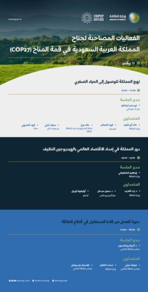 جناح المملكة العربية السعودية يستعرض اليوم دورها فى إمداد العالم بالهيدروجين النظيف