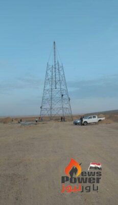 هاي تاور تصارع الزمن وتواصل أعمال التركيبات للابراج والتجهيز لأعمال شد الموصلات للابراج المنهارة