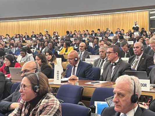 وزير النقل يلقي كلمة مصر خلال مشاركته في الدورة 33 لاجتماعات جمعية المنظمة البحرية الدولية (IMO) بمقر المنظمة بالعاصمة البريطانية لندن