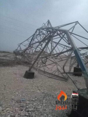 سقوط 5 أبراج كهربائية  من خط جنوب قنا - الاقصر جهد 220 ك.ف بسبب العواصف