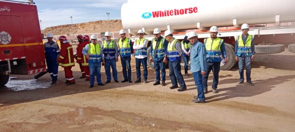 الحمرا أويل تجري تجربة مكافحة الحريق بحقول الشركة بالعلمين