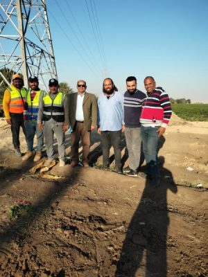العمل علي إنهاء أعمال فتح الخط الكهربائى الصناعية/ ابو قرقاص علي محطة محولات جامعة المنيا جهد 66 ك.ف الجديدة