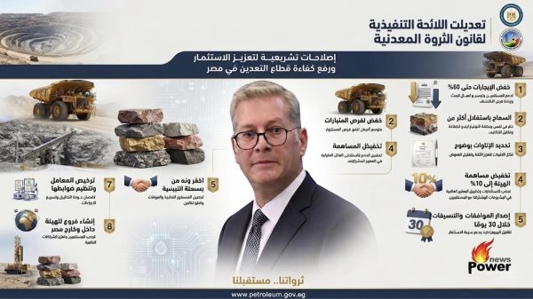 وزارة البترول والثروة المعدنية: تعديلات اللائحة التنفيذية لقانون الثروة المعدنية تعزز مناخ الاستثمار وتدعم تنافسية القطاع