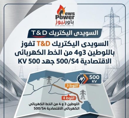 السويدى اليكتريك T&D تفوز باللوطين 3و4 من الخط الكهربائى الاقتصادية 500/S4 جهد 500 KV