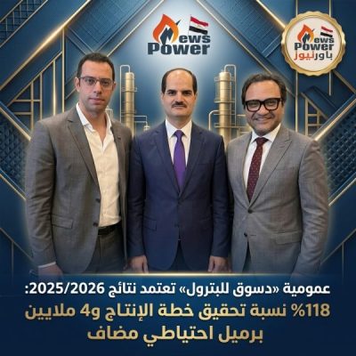 عمومية «دسوق للبترول» تعتمد نتائج 2025/2026: 118% نسبة تحقيق خطة الإنتاج و4 ملايين برميل احتياطي مضاف