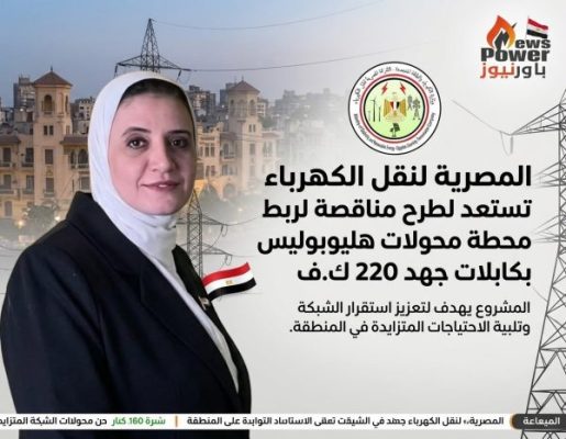 المصرية لنقل الكهرباء تستعد لطرح مناقصة لربط محطة محولات هليوبوليس بكابلات جهد 220 ك.ف