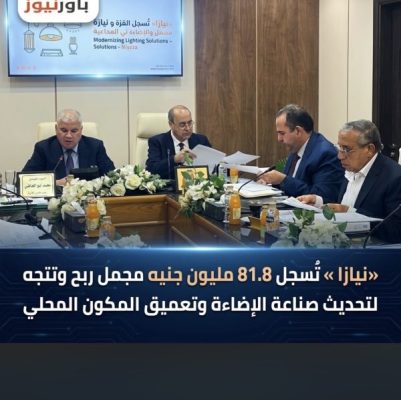 «نيازا » تُسجل 81.8 مليون جنيه مجمل ربح وتتجه لتحديث صناعة الإضاءة وتعميق المكون المحلي