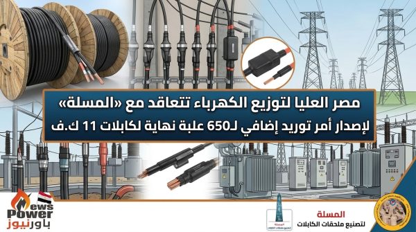 مصر العليا لتوزيع الكهرباء تتعاقد مع «المسلة» لإصدار أمر توريد إضافي لـ650 علبة نهاية لكابلات 11 ك.ف