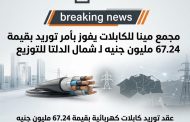 مجمع مينا للكابلات يفوز بأمر توريد بقيمة 67.24 مليون جنيه لـ شمال الدلتا للتوزيع