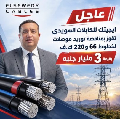 عاجل .. ايجيتك للكابلات السويدى تفوز بمناقصة توريد موصلات لخطوط 66 و220 ك.ف بقيمة 3 مليار جنيه